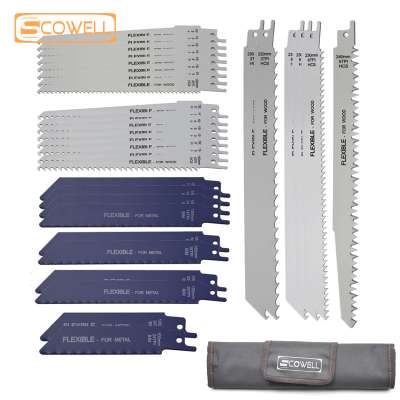 SCOWELL 32pcs Reciprocating Saw Blades Kit 6 inch to 9 inch Sabre Saw Blades Set For wood and metal