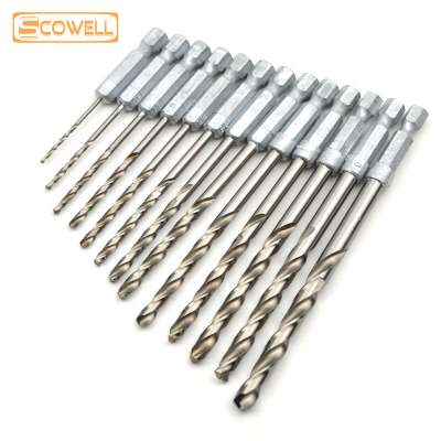 SCOWELL 13pcs 1/4 hex shank twist drill bits set (1.5mm - 6.5mm) Jobber Drill Bits