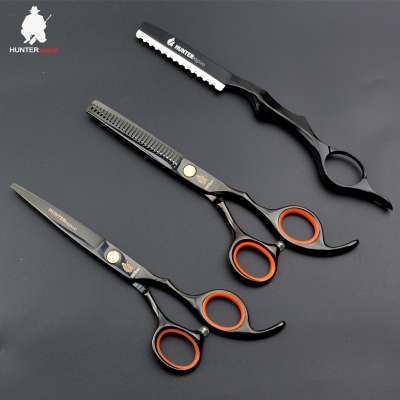 HUNTERrapoo 6 inch Stainless Steel Barber Scissors Set Hair Cutting Scissor and Thinning Shear For Hairdressing