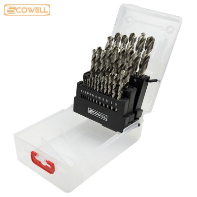 25pcs HSS Drill Bits Kit High Speed Steel 4341 M2 Twist Drill Bits Set Jobber Drills