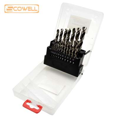 19PCS HSS M2 Twist Drill Bits Set DIN338 135degree split tip jobber drill bits kit