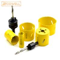 10pcs / lot SCOWELL HSS Bi-metal M3 Deep hole saw Cutter Blades Holesaw Bits Crown Saw With Arbor For wood metal cutting